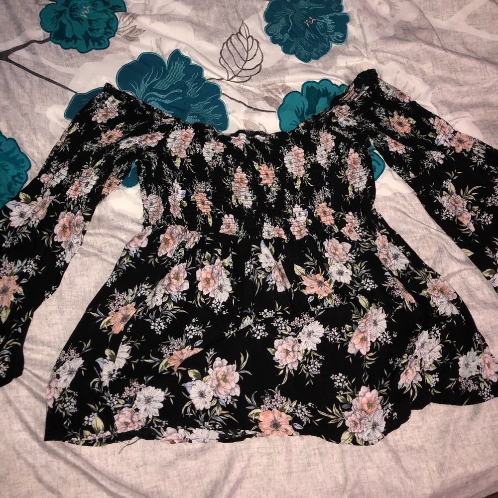Black floral off the shoulder top